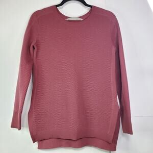 Athleta Women's XS Honeycomb Thermal Waffle Knit Sweater red Burgundy